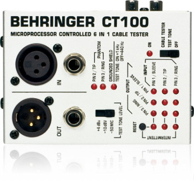 Behringer CT100 - кабель-тестер, разъёмы- XLR, TRS (1/4",1/8",TT), RCA, MIDI