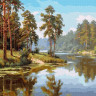 Картина по номерам 40х50 ПРИЩЕПА. СОСНЫ У ВОДЫ (35 цветов)