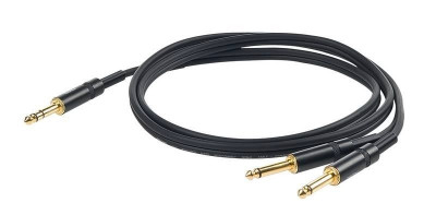 Proel CHLP210LU5 - сценический кабель, 6.3 джек стерео <-> 6.3 х 2 джек моно - 5м