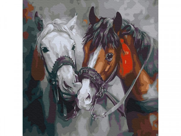Картина по номерам 30Х30 КРАСИВЫЕ ЛОШАДИ (20 цветов)