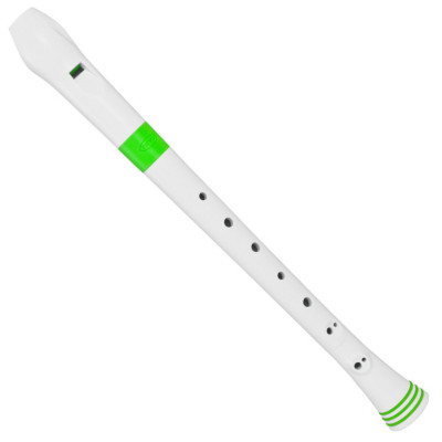 NUVO Recorder (White/Green) блокфлейта сопрано немецкая, строй С (До) + кейс и таблица аппликатуры