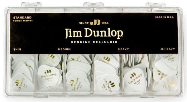 Коробка с медиаторами Dunlop 483001 Celluloid White Display, HV/MD-144 шт, XH/TH-72 шт, 432 шт.