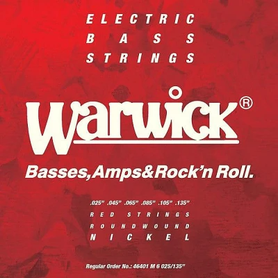Струны для 6-струнного баса Warwick 46401M6 Red Label 25-135, никель