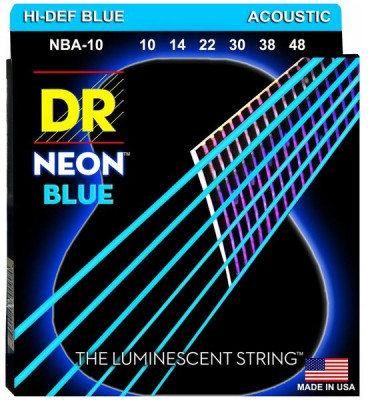 Струны для акустических гитар DR NBA-10 -48 NEON BLUE