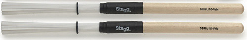 Щетки барабанные нейлоновые STAGG SBRU10-WN с черными деревянными ручками