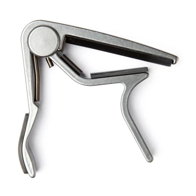Каподастр "прищепка" для гитары с плоской накладкой грифа Dunlop 84FS Trigger Flat Silver, темный