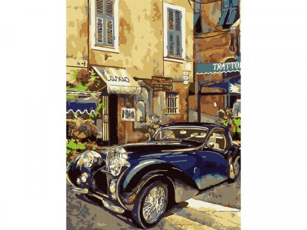 Картина по номерам с цв. схемой на холсте 30х40 Бугатти 1939 г. (17 цветов)