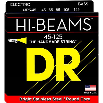 DR MR5-45 Hi-Beam струны для 5-стр. бас-гитары среднего натяжения (45-125)