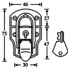 ADAM HALL 1903 - замок с ключём для кейса 75 x 46 мм