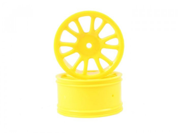 Колесные диски задние желтые для багги Himoto масштаба 1/16, 2шт.