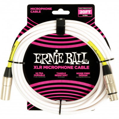 Кабель микрофонный ERNIE BALL 6389 разъем XLR - XLR, 6 м белого цвета