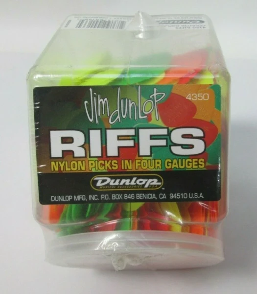 Банка с медиаторами Dunlop 4350 Riffs Display, 4 размера, 576 шт.