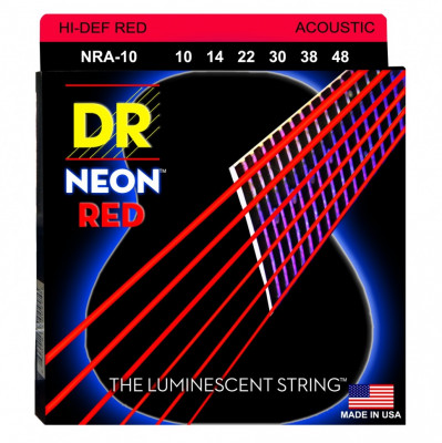 Струны для акустических гитар DR NRA-10-48 NEON Red