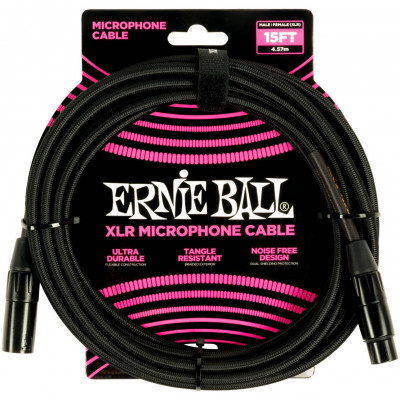 Кабель микрофонный ERNIE BALL 639 разъем XLR - XLR, 4,57 м черного цвета