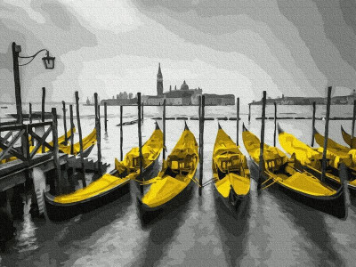 Картина по номерам 40х50 ВЕНЕЦИЯ. ГОНДОЛЫ (22 цвета)