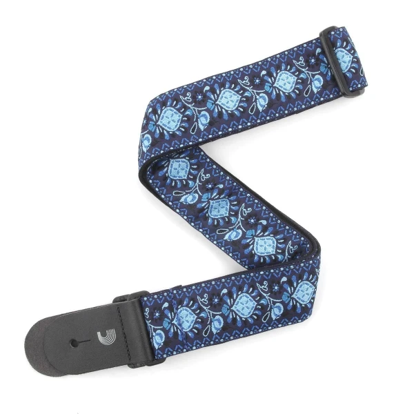 Гитарный ремень Planet Waves T20W1418 "Monterey Blue", 50 мм, ткань, кожаные наконечники