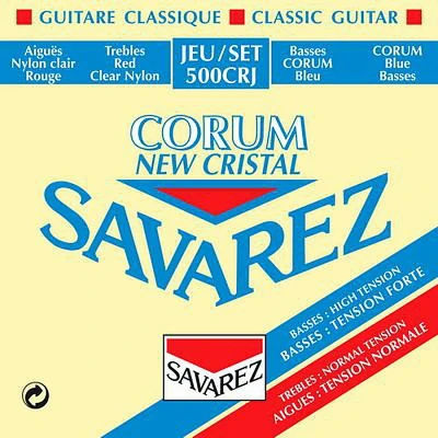 Струны для классической гитары нейлон Savarez 500CRJ Corum New Cristal Red/Blue medium-high tension