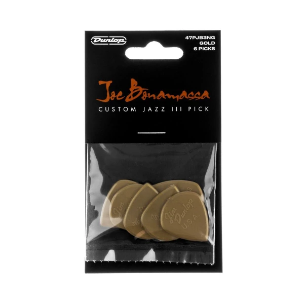 Медиаторы нейлоновые Dunlop 47PJB3NG Joe Bonamassa Jazz lll Gold, толщина 1.38 мм, 6 шт.