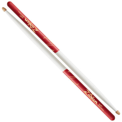 ZILDJIAN Z5AACWDR 5A ACORN WHITE w/ RED DIP барабанные палочки с деревянным наконечником, форма наконечника Acorn, цвет белый