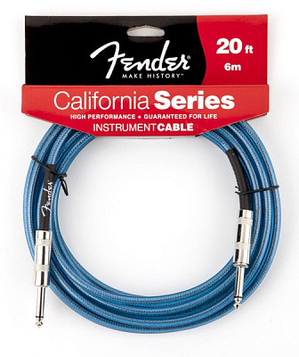 FENDER 20' CALIFORNIA INSTRUMENT CABLE LAKE PLACID BLUE - инструментальный кабель 6 метров