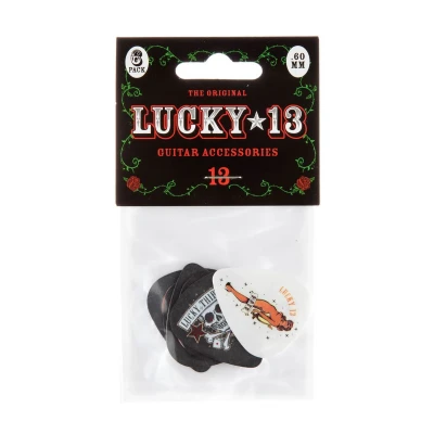 Медиаторы Dunlop L13BP060 Lucky 13 6Pack, толщина 0.6 мм, 6 рисунков, 6 шт.