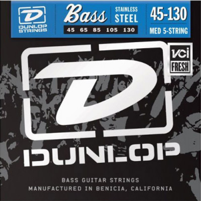 DUNLOP DBS Stainless Steel Bass Medium 5-130 45-130 струны для 5-струнной бас-гитары