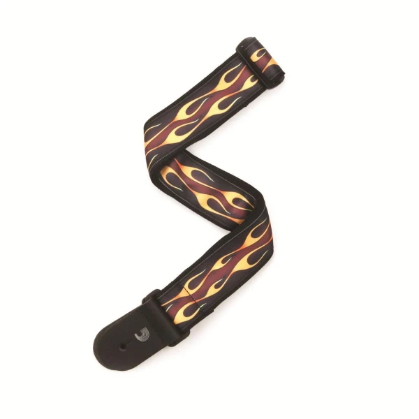 Гитарный ремень Planet Waves 50F09 "Hot Rod Flame Red", 50 мм, ткань, кожаные наконечники
