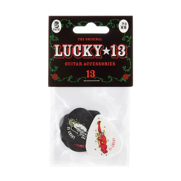 Медиаторы Dunlop L13BP073 Lucky 13 6Pack, толщина 0.73 мм, 6 рисунков, 6 шт.