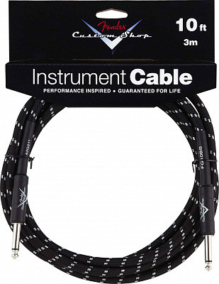 FENDER CUSTOM SHOP 10` INSTRUMENT CABLE BLACK TWEED - инструментальный кабель, 3 м