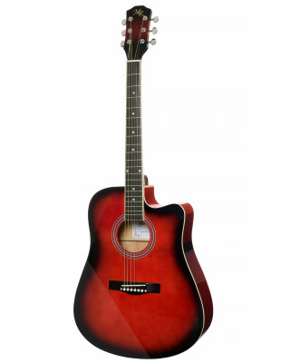 Гитара акустическая MARTIN ROMAS MR-441 RDS дредноут с ВЫРЕЗОМ глянцевый лак, цвет - красный бёрст