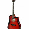 Гитара акустическая MARTIN ROMAS MR-441 RDS дредноут с ВЫРЕЗОМ глянцевый лак, цвет - красный бёрст