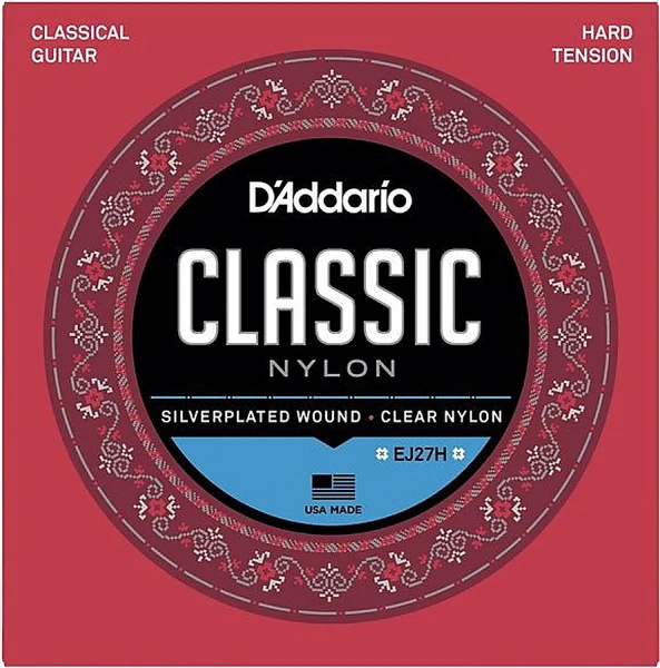 Струны для классической гитары D'Addario EJ27H, прозрачный нейлон, Silver, Hard Tension