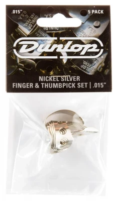 Когти для пальцев Dunlop 33P015 Nickel Silver Fingerpick 5Pack, толщина 0.15 мм, 5 шт.