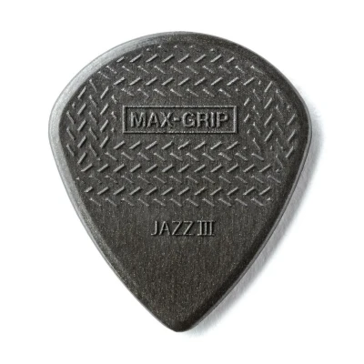 Медиаторы с острым кончиком, толщиной 1.38 мм, серые, 6 шт. Dunlop 471P3C Max-Grip Jazz III Carbon 6Pack