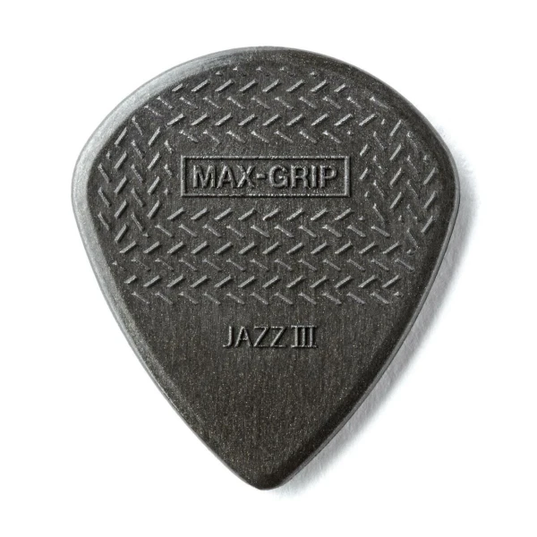 Медиаторы с острым кончиком, толщиной 1.38 мм, серые, 6 шт. Dunlop 471P3C Max-Grip Jazz III Carbon 6Pack