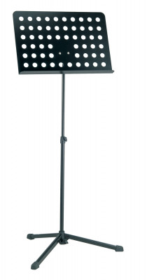 K&M 12179-000-55 пюпитр оркестровый, высота 610-1080 мм, размер 'стола' 500х340 мм, сталь, цвет черный, вес 3,2 кг.