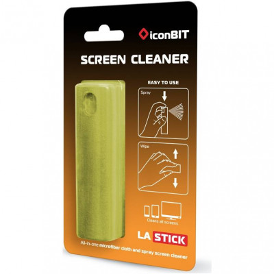 Комплект для очистки экранов iconBIT LASTICK, спрей+салфетка, зеленый