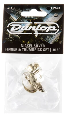 Когти Dunlop 33P018 Nickel Silver Fingerpick 5Pack, толщина 0.18 мм, 5 шт.
