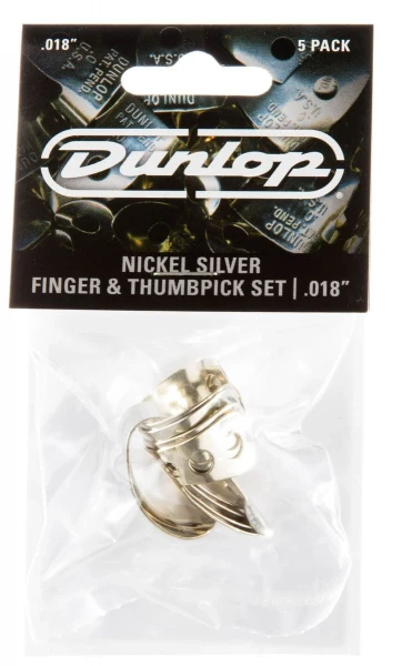 Когти Dunlop 33P018 Nickel Silver Fingerpick 5Pack, толщина 0.18 мм, 5 шт.
