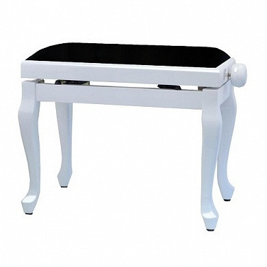 GEWA Piano Bench Deluxe Classic White Matt банкетка белая матовая гнутые ножки верх черный