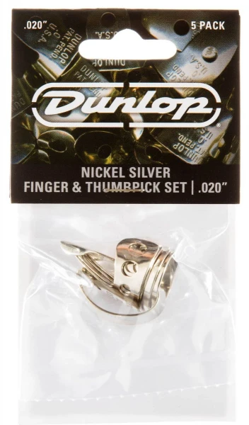 Когти для игры на гитаре Dunlop 33P020 Nickel Silver Fingerpick, толщина 0.2 мм, 5 шт.