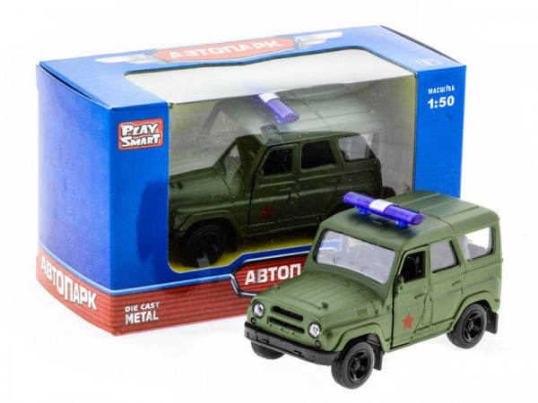 Машина "АВТОПАНОРАМА" инерц. УАЗ (армия) 1/50, в/к 12*7*5,5 см