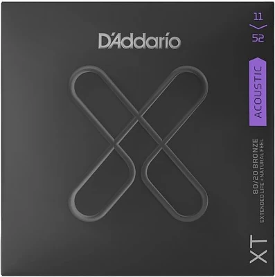 Струны для акустической гитары D'Addario XTABR1152, бронза 80/20, Custom Light 11-52, серия XT