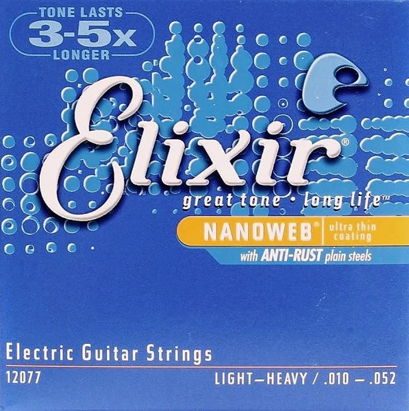 Струны для электрогитары Elixir 12077 NanoWeb Light-Heavy 10-52