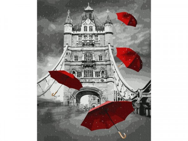 Картина по номерам 40х50 ДОЖДЬ В ЛОНДОНЕ (18 цветов)