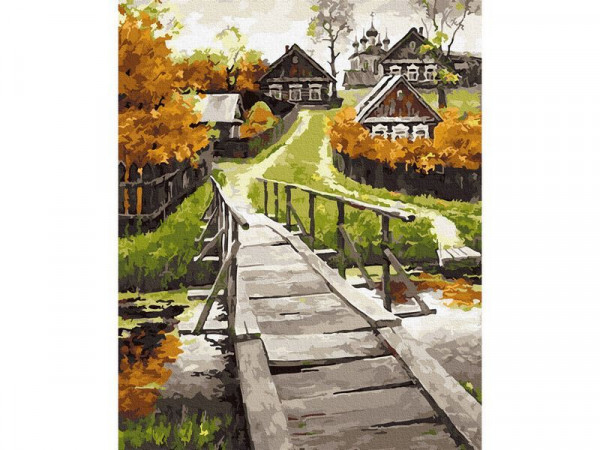 Картина по номерам 40х50 СЕЛЬСКИЙ ПЕЙЗАЖ  (24 цвета)