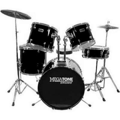 MEGATONE MD-205A MBK (20"x16". 16"x16". 13"x11". 12"x10". 14"x5.5") установка + стойки (для тарелок, Hi-hat, малого барабана), педаль для бас-барабана, стул