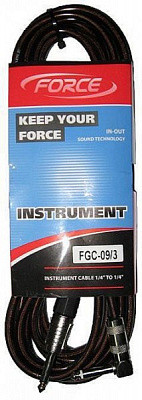 FORCE FGC-09/3 - Шнур гитарный Jack1/4"(M)-Jack1/4(M) угловой (3мх6мм)