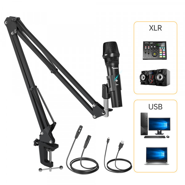 Динамический микрофон Maono AU-HD300S USB/XLR кардиоидный Динамический микрофон Maono AU-HD300S USB/XLR кардиоидный