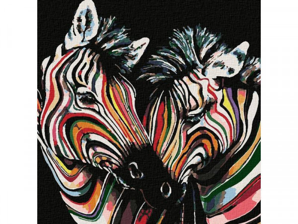 Картина по номерам 30Х30 ПОЛОСАТАЯ ДРУЖБА (26 цветов)